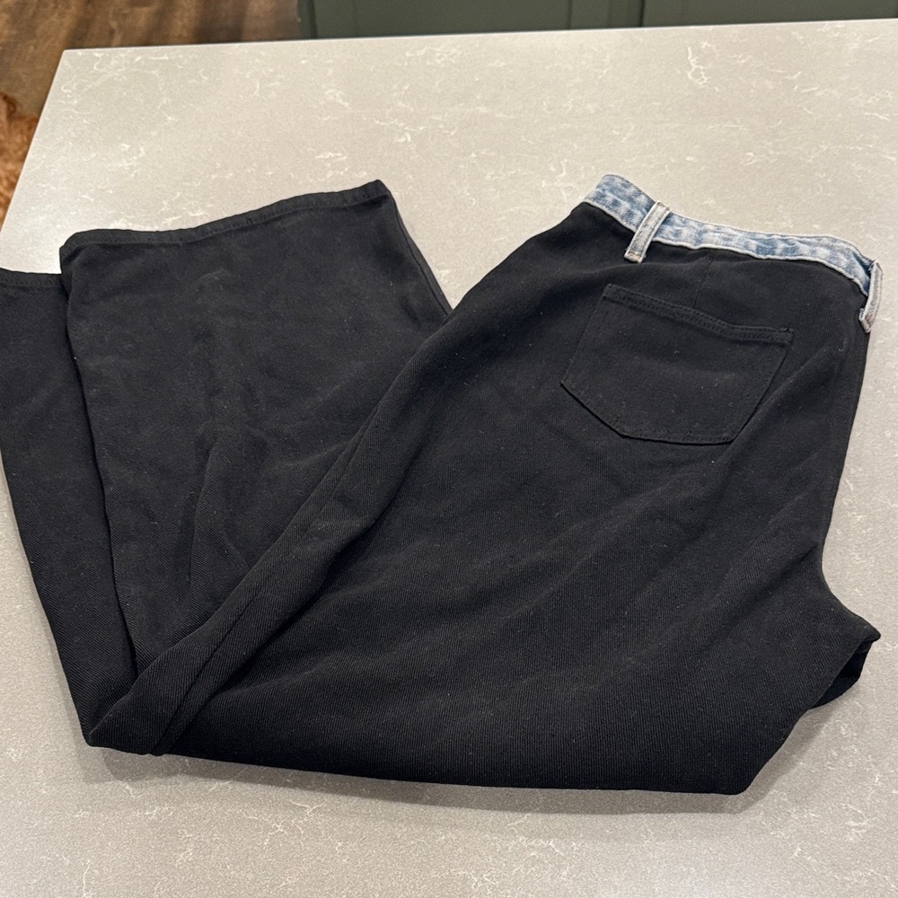 Moon River Black Joggers with Denim Accent